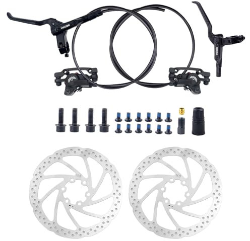 WEEROCK MTB Hydraulic Brake Set, Bike Disc Brakes Kit with Left Front 800mm Cable, Right Rear 1550 mm Cable, 160mm Rotors, Aluminum Alloy Hydraulic Brake Fit for Mountain Bike, MTB