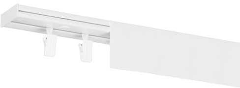 RENA Vorhangschiene 1-Läufig Gardinenschiene aus Kunststoff Vorhang-Deckenschiene mit Abdeckung und Klammern Gardinenleiste Gardinenstange Gardinen Vorhänge für Deckenmontage Weiß 250cm