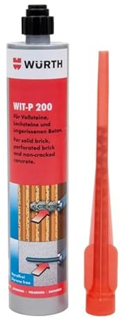 Würth WIT-P 200 Injektionsmörtel, 300 ml, Styrolfreier 2K-Reaktionsharzmörtel für Mauerwerk und Beton, Grau