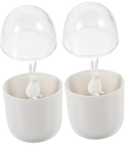IMIKEYA 2stücke Teiliges Baumwollstäbchen-aufbewahrungsbox Deckel Niedliche Kleine Hasenform Kompakt Staubdicht Wiederverwendbar Platzsparend Für Badzimmer Und Schminktisch