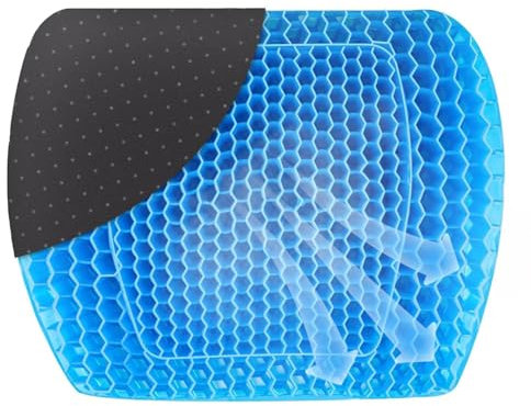 GEEZY Gel Seat Cushion – Orthopaedic Back Support for Long Sitting – Relieves Tailbone & Back Pain – Non-Slip, Breathable, Washable – For Office, Car, Desk Chair, Gaming, Pressure Relief Pad