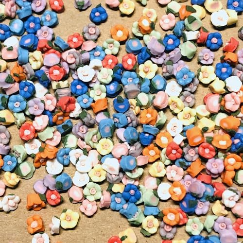 Confezione da 40 piccoli cabochon a forma di fiore in porcellana per mosaico, arte su vetro, scrapbooking o uso decorativo.