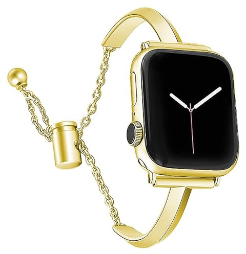 Bracelet Remplacement pour Apple Watch, Bracelet en acier inoxydable bracelet femme Bijoux für Apple Watch 42mm/44mm/45mm/49mm iWatch SE(2)/9/8/7/6/5/4/3/2/1&Ultra Séries (OR, 38/40/41MM)