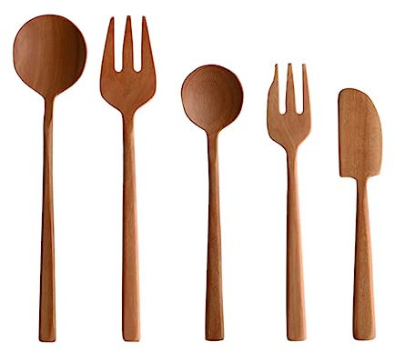 Besteck-Gabeln, fünfteiliges Set, Holz-Geschirr-Set, Besteck, Löffel, Gabel for Restaurant, Küche, Outdoor, Camping, Besteck, Besteck-Set, Lebensmittelqualität, Gabeln/682