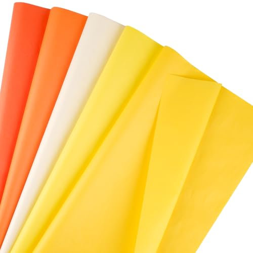 Seidenpapier 50x35cm, 60Blatt Bastelpapier zum Basteln von Pompons, Transparentpapier Verpackungsmaterial, Bastelpapier zum Kreieren von Pompoms, Papierblumen, Tischdeko (Gelb)