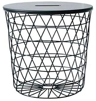 LYECYGJL Couchtisch, Metallgitter, Beistelltisch, Couchtisch, kommt mit Aufbewahrungskorb, rund, 44 cm × 42 cm, Mitteltische