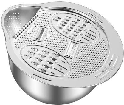 Graters for Kitchen, Multifuntional Mini Grater, Stainless Steel Basin Grater 6 in 1, Cheese Grater, Home Salad Maker Bowl (A)