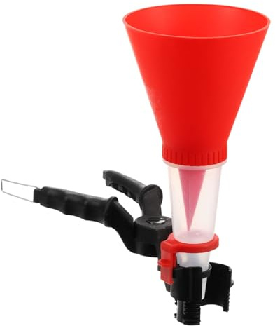 sourcing map Adjustable Clamp Oil Funnel, Universal Engine Oil Funnel Adapter Spill-Free Oil Filter Transfer Tool for Cars Trucks Automotive Motor, Red
