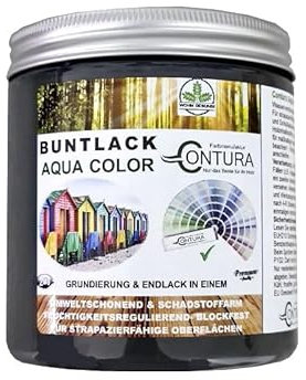 Contura Buntlack Glänzend Lackfarbe 250ml Lack Außen Innen Holz 2in1 Metall Farbe Holzlack Möbellack (RAL 6034 Pastelltürkis, 250ml.)