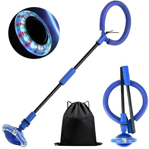 Kiuiom Knöchelsprungball,Faltbarer Flash Jumping Ball,Blinkender Sprungball,Fußkreisel Kinder mit Lichtrad,Springender Ball Blinkender,Sprungball Spielzeug für Kinder und Erwachsene,Glühender,Blau