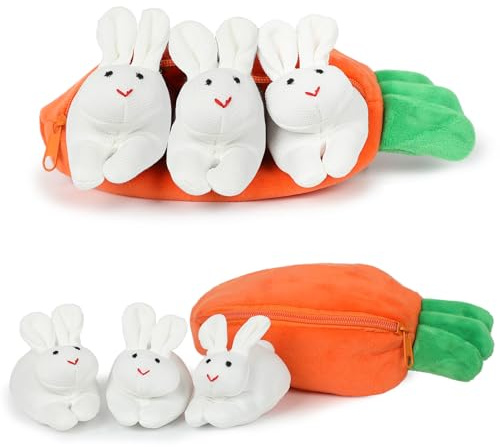 Yearsahrk Ostern Hasen Verstecken Plüsch Spielzeug Karotten Hasen Plüschtier Stofftiere Surprise Rabbit Doll Easter Basket Stuffers (Weiß)