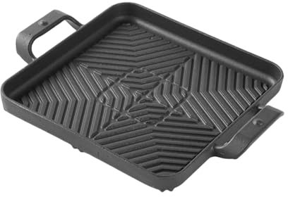KESOTO Pan de Parrilla Cuadrada de Hierro Fundido para Barbacoa Y Cocción de Barbacoa Coreana, 26x26cm