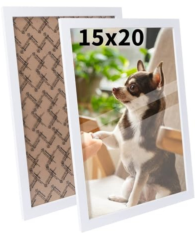 Truevaste 2 Set Bilderrahmen 15x20 cm, Weiß MDF Fotorahmen, Klassischer Bilder Rahmen für Wand Tischbilderrahmen, Picture Frame für Poster Dokument Hochzeitsfotos Abschlusszeugnis Jubiläum Geschenk