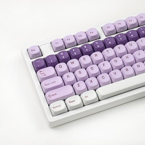 MOA Profile Keycaps, Cute PBT Keycaps, 135Keys Custom Round Keycap Set, Purple Dye-Sublimation Keyboard Caps for 60% 65% 70% 75% 100% Cherry MX Switches Mechanical Keyboards (Grape)