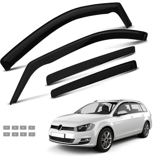 Windabweiser Kompatibel mit VW Golf MK7 MK8 2012-2025 Regenabweiser Seitenscheiben Integrierte Deflektoren 4 Stück mit Festem Clip