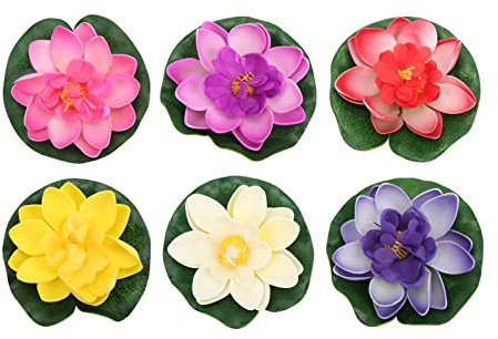 LIYJTK Lot de 6 Plantes artificielles pour Bassin, légères et durables, Accessoires décoratifs attrayants pour Piscine, 6 Couleurs