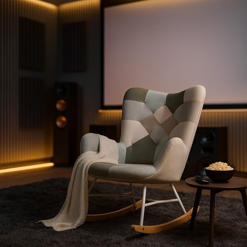 MEUBLE COSY XXL-Sessel im skandinavischen Design Großer Polstersessel aus Stoff Patchwork mit Hoher Rückenlehne und Armlehnen