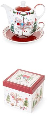 Nuvole di Stoffa Teiera + tazza di natale Giostra 480/258 ml VARIANTE: A