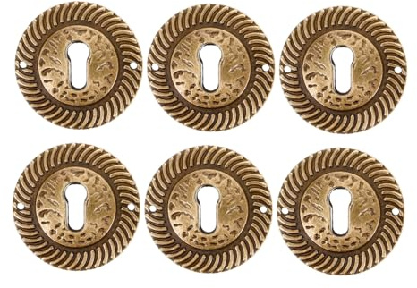 BAZEITFLOW Cache Serrure Porte à Clé Vintage, Plaque Ronde Décorative en Alliage de Zinc, Lot de 6, pour Armoire, Commode, Maison et Bureau