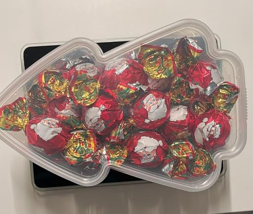 OYOY | 480g Weihnachten Schokolade Figuren im Tannenbaum Bucket | Milchschokolade mit Milchcremefüllung einzeln verpackt | Weihnachtsmann I Schneemann I Perfekt für Feiern und Mitbringsel