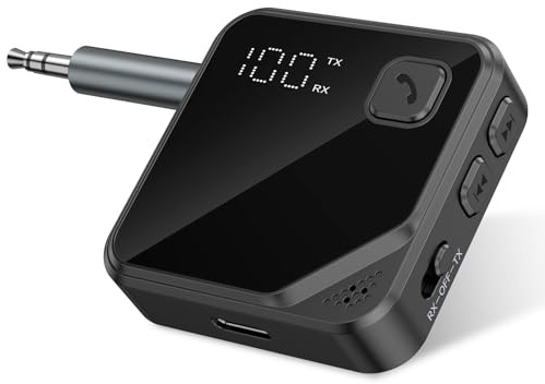 ORIA Bluetooth 5.4 sändarmottagare, trådlös ljud Bluetooth-adapter med skärm, aux-adapter för bil, TV, högtalare, hörlurar, flygplan