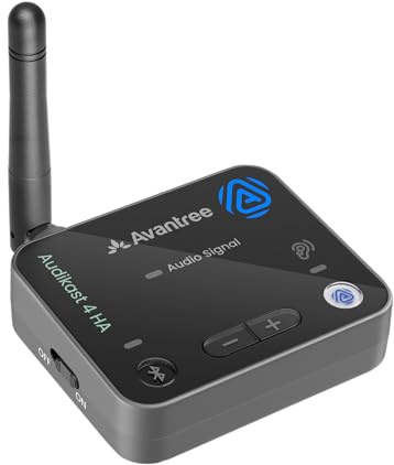 Avantree Audikast 4HA – Auracast TV Transmitter & Streamer for Selected Auracast Audio Devices, Personal TV Listening at Your Own Volume, Optical & AUX, Future-Ready & Upgradeable