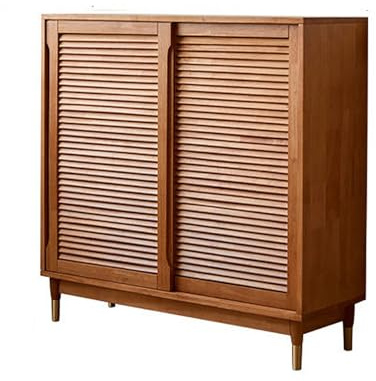 HLDJYLZS Zapatero, Puertas Correderas, de Madera con Estantes Ajustables, Entrada Pasillo Sala Organizador Práctico(Cherry Wood)