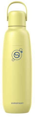 sodastream Fizz & Go Stainless Steel, 0.9L Double Insulated Carbonated Drinks Bottle, Keeps Hot or Cold For 12hrs, Compatible with Sparkling Water Machine, Fizzy Water Bottle, Lemon Yellow