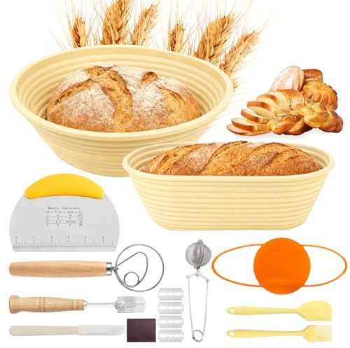 15 Stück Sauerteig Starter Set, Silikon Gärkörbchen Set Brot Backen Zubehör