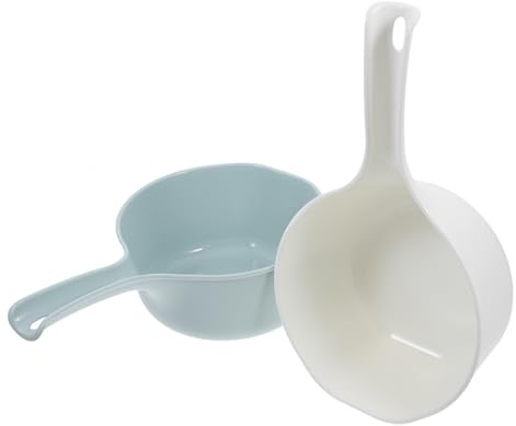Toyvian Cucharones de Plástico para Agua 2 Unidades, Cucharón de Cocina y Regador de Plantas, Mango Cómodo, Colores Claro y Verde, Multiusos para Baño, Cocina y Jardín
