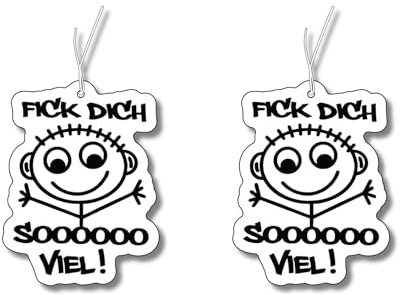 2x Duftbaum mit Fick dich so viel! Motiv, Wagen lustig Duftspender, Duftbaum Auto tuning, Lufterfrischer, Duftanhänger Auto Set, Autoduft, Scherzartikel