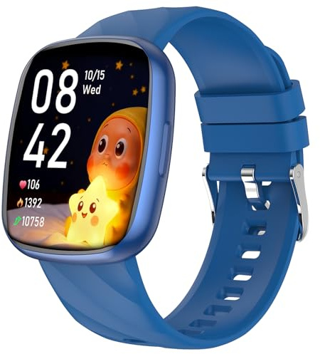 Smartwatch Bambini-Orologio bambino ragazzi IP68 con 110+ Modalità Sportivo | Contapassi Frequenza Cardiaca Monitor Sonno-smart watch ragazze orologio sportivo bambini Regalo Ado 4-15 Anni Azzurro