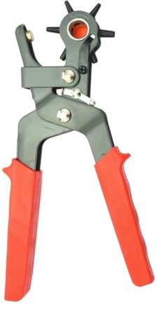 CORHAD Pinza Punzonatrice per Cinture 6 Tipi di Fori Tondi in Acciaio ad Alto Tenore di Carbonio e PVC Antiscivolo, Tecnologia di Forgiatura e Formatura per Articoli da Perforare