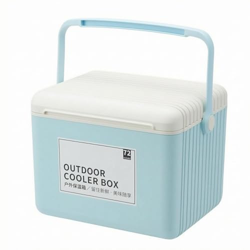 predolo Glacière Isotherme Boîte Réfrigérante Coffre à Glace Conteneur Thermique Portable Corps Rectangulaire et Finition Striée Adaptée aux Pique-niques, Bleu Oxygène