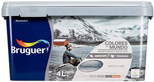 Bruguer Colores del Mundo Pintura para paredes monocapa Escandinavia Matiz de Gris 4 L