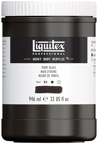 Liquitex 4413244 Professional Heavy Body Acrylfarbe in Künstlerqualität mit ausgezeichneter Lichtechtheit in buttriger Konsistenz, 946ml Topf - Elfenbeinschwarz