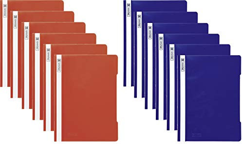 12 Brunnen Schnellhefter A4 blau/rot PP-Folie glasklares Deckblatt