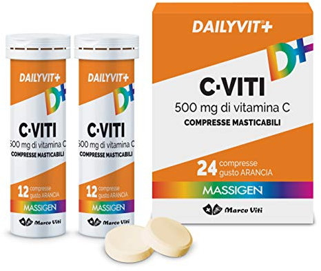 Marco Viti Massigen DailyVit+ C Viti 500mg Di Vitamina C Integratore Alimentare 24 Compresse Masticabili