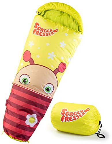 Skandika Kinderschlafsack Sorgenfresser Molly | Schlafsäcke für Kinder bis 140 cm, mit Mikrofaserfüllung, Mumienschlafsack mit Kapuze und Tasche | Schlafsack Camping, Kuschelschlafsack