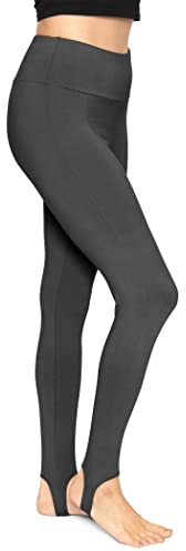 STRETCH IS COMFORT Women's High Waist Stirrup Leggings Black X-Large