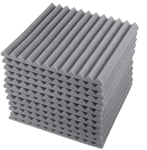 24pcs 300X300X250mm Espuma de insonorización Espuma acústica Tratamiento de sonido Baldosas de absorción de habitaciones de estudio Espuma de poliuretano-Federación de Rusia, gris, 18 PCS