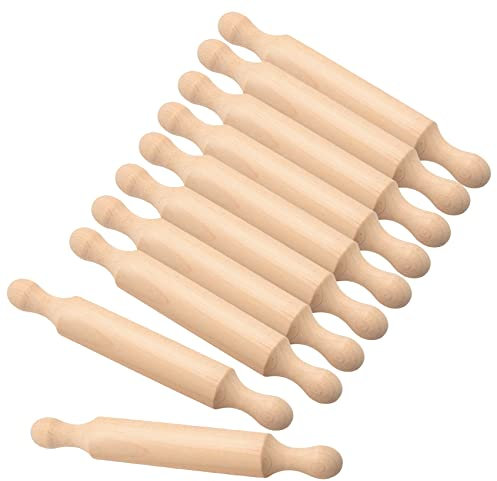 [Mini]Erpmlyo 10 × Mini rouleau à pâtisserie en bois, rouleau à pâtisserie pour enfants, 10 rouleaux pour enfants, 14 x 2 cm, convient à la gastronomie moléculaire