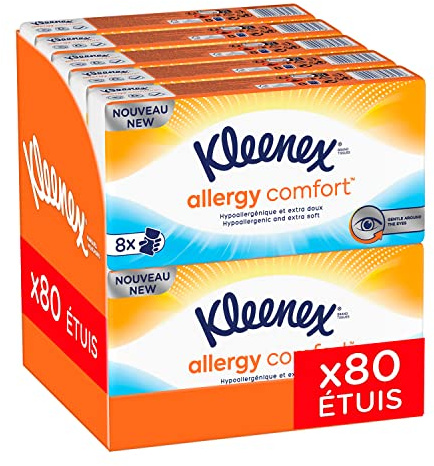 Kleenex Allergy Comfort, 10 paquets de 8 étuis de mouchoirs (10x8 étuis)