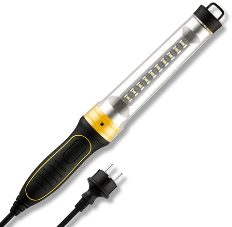 REV Handlampe - Werkstattlampe mit Aufhängehaken, 6W, 250lm, IP54, schwarz | 5m Kabel | ideal für Werkstatt & KFZ