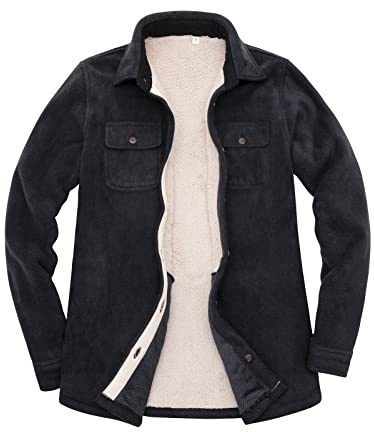 ThCreasa Womens Sherpa Fleece Lined Flannel Shirt Jacket Warm Button Up Plaid Shirt Jac (Sherpa Fleece Throughout)