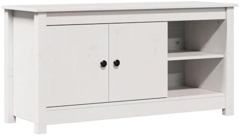 vidaXL TV Schrank Lowboard TV Möbel Tisch Board Sideboard Fernsehtisch Fernsehschrank HiFi-Schrank Wohnzimmer Weiß 103x36,5x52cm Massivholz Kiefer
