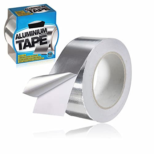 Aluminum Foil Tape Self Adhesive Duct Professional Insulation Tape Silver Color Measures Waterproof Heat Resistant Foil Tape For Sealing Dust Repair Pipes Car Panel Exhausts (1 Roll) (1, 48mm X 10m)