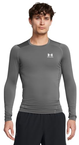 Under Armour Uomo HeatGear Armour Compression Long Sleeve, Maglia Compressione Intima ad Asciugatura Rapida, Maglia Manica Lunga Elasticizzata e Confortevole,Castlerock/White,LG