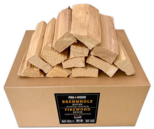PINI Barbacoa de madera de haya, 30 kg, leña de 30 – 33 cm, para horno de pizza, barbacoa, ahumador, chimenea, cuenco de fuego