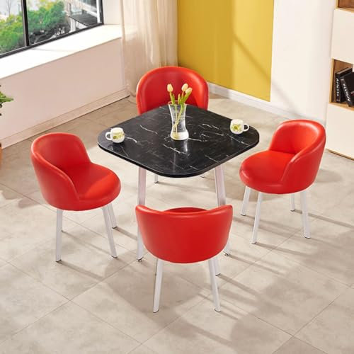 EpuzeR Quadratisch Konferenztisch Esstisch mit 4 Stühlen, Empfangtisch Couchtisch Besprechungstisch Balkon Esstisch Küchentisch mit Stühlen (Color : Rot)